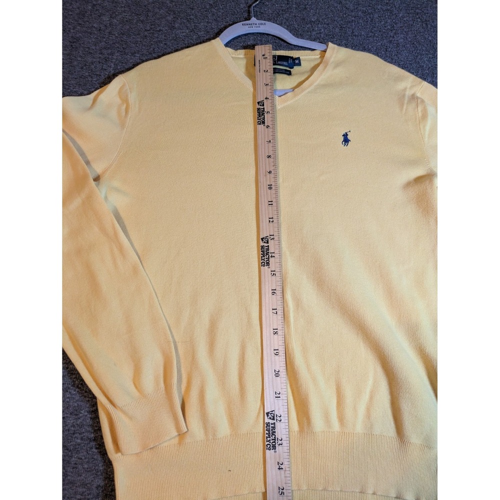 Polo Ralph Lauren Sweater Men's M Yellow Pima Cotton V Neck Preppy Golf Classic - Picture 2 of 9